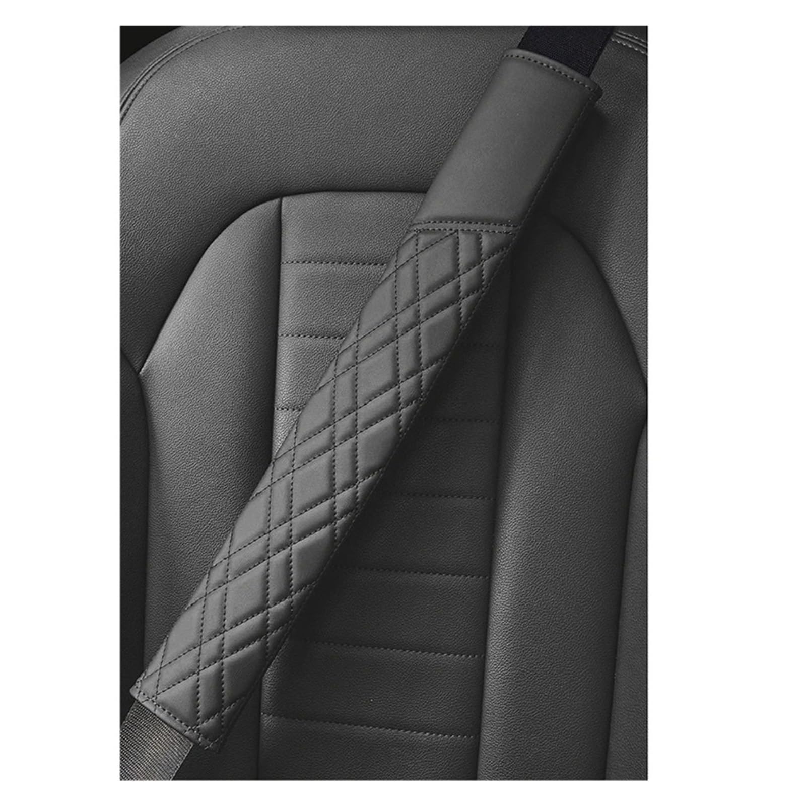 Almohadilla cinturón Almohadillas Para Cinturón Seguridad Coche Almohadilla Universal Cuero Para Correa Hombro Funda Cojín Protector De Seguridad(Black2)