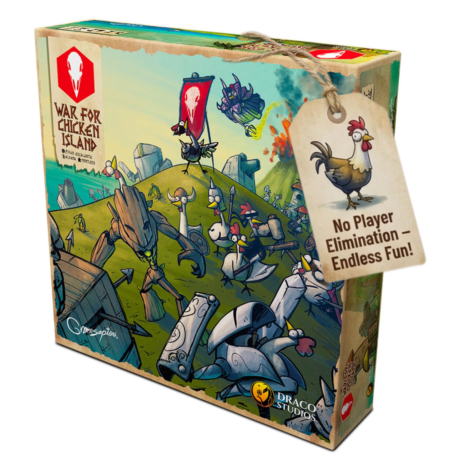 Draco Studios War for Chicken Island 2ª edición: Juegos de Mesa de Estrategia en Miniatura para Adultos, Juegos de Mesa de Aventura Familiar, eliminación sin Jugadores, a Partir de 14 años, 1-4
