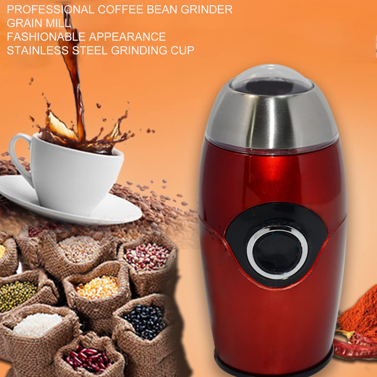 ICEKO Kaffeemühle Elektrisch, Gewürzmühle mit Edelstahlklingen, 200w/120 g großes Fassungsvermögen, abnehmbare Mühle für Kaffeebohnen, Gewürze, Getreide, Nüsse