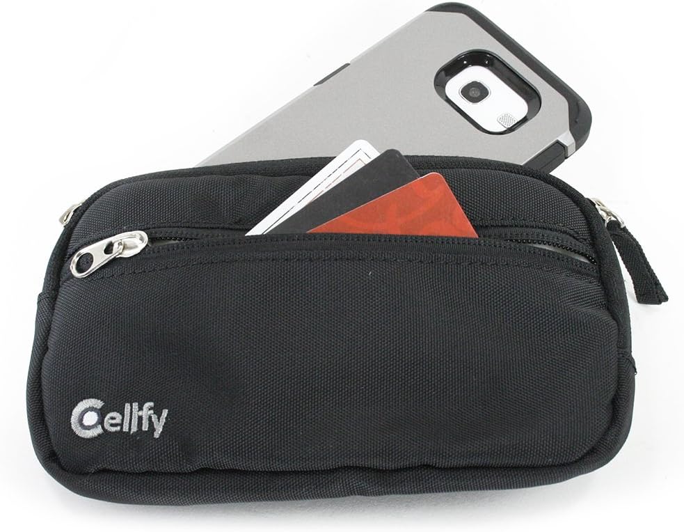 Smartphone Pouch; Carrying Case for Phone, or Wallet Items. Contains Belt-Loop Strap, or Attach to a Bag Strap for Convenient Carrying. Fit's Most Phones (Black)