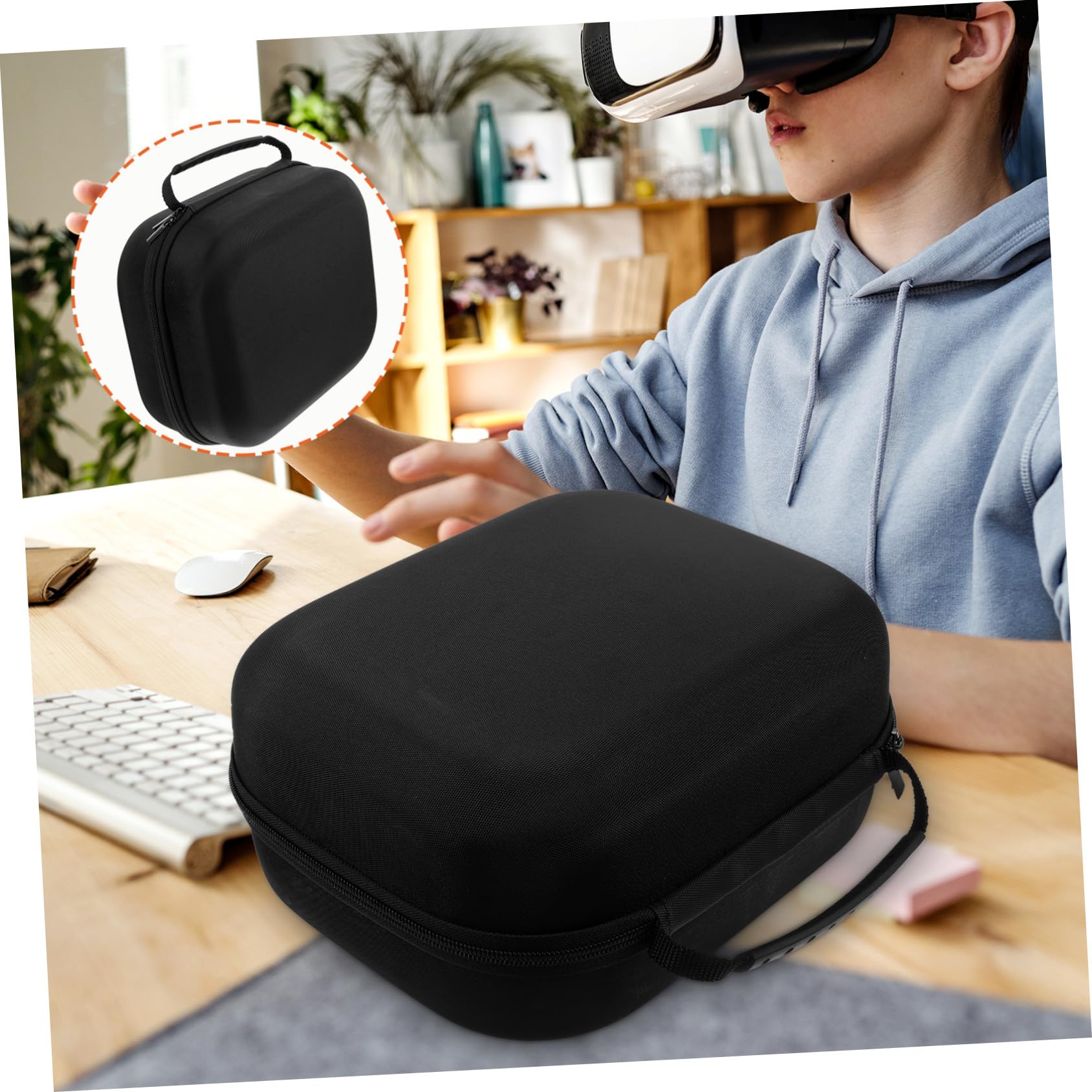 VILLCASE Custodia Rigida Porta Occhiali per Realtà Virtuale in Eva Nero, Protezione Portatile per Occhiali 3d, per Viaggi e Uso Quotidiano