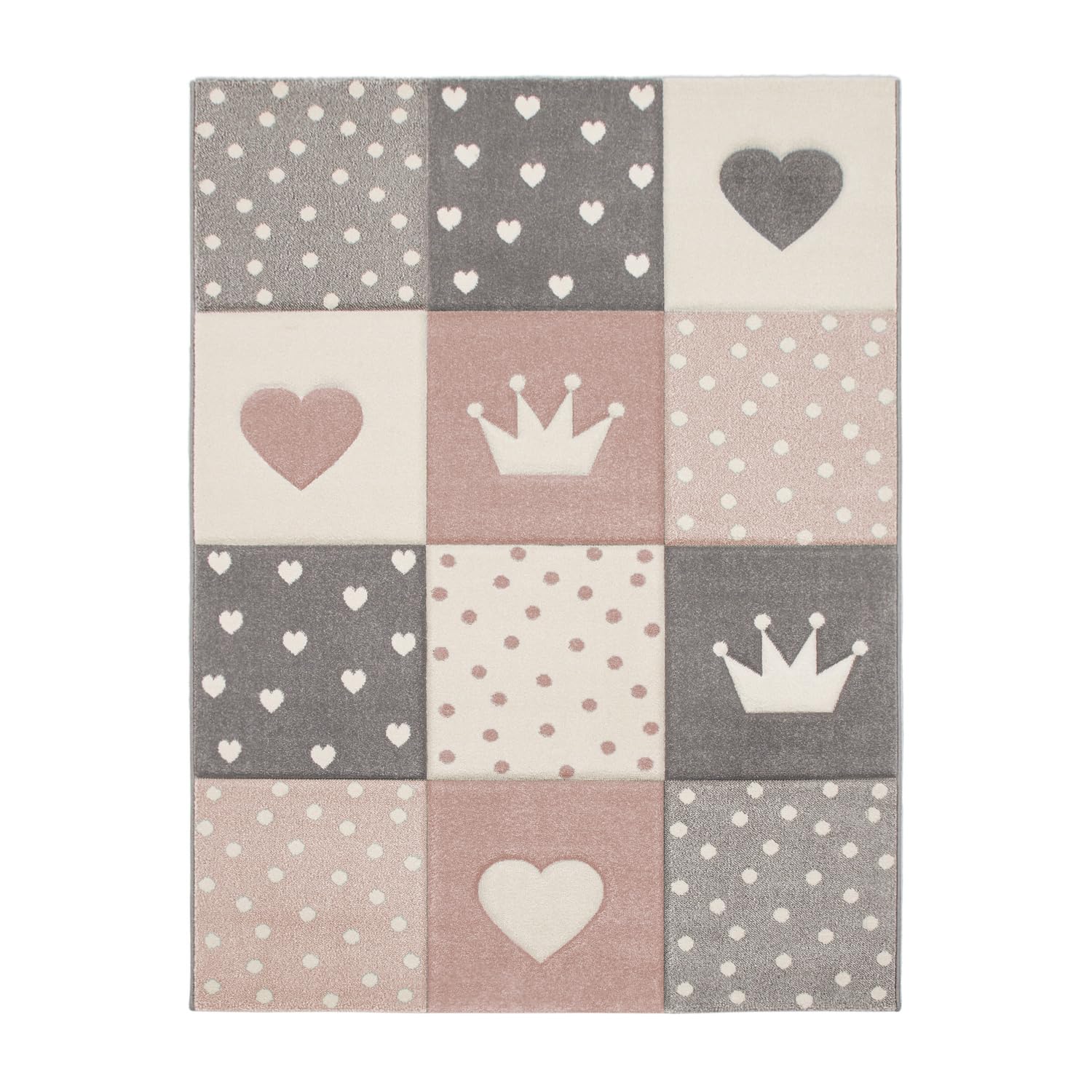 TT Home Tappeto Bambini Chicco Tappeto Stanza Bambini Pastello 3D Polkadot Cuore, Colore: Rosa, Dimensione:200x290 cm