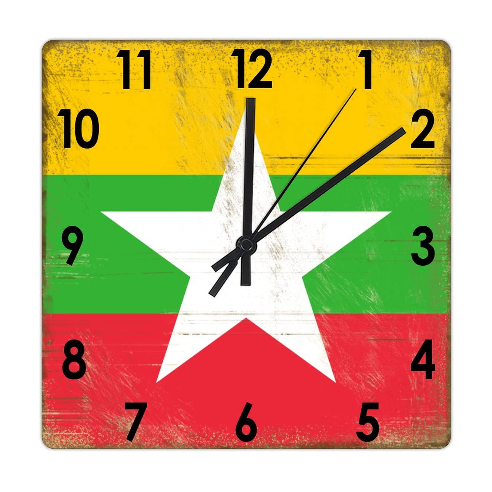Horloge murale silencieuse pour chambre en bois de Birmanie de style vintage rétro