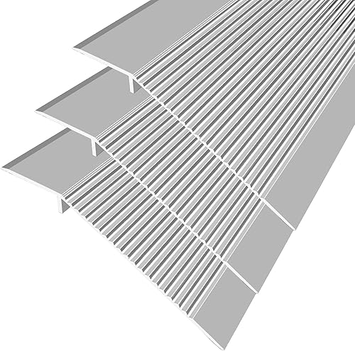 Miniatura 7 de 3 tiras de transición de piso de 4 pulgadas de ancho, rampa de aluminio, para cocina, dormitorio, baño, puertas reductoras (negro3 unidades)