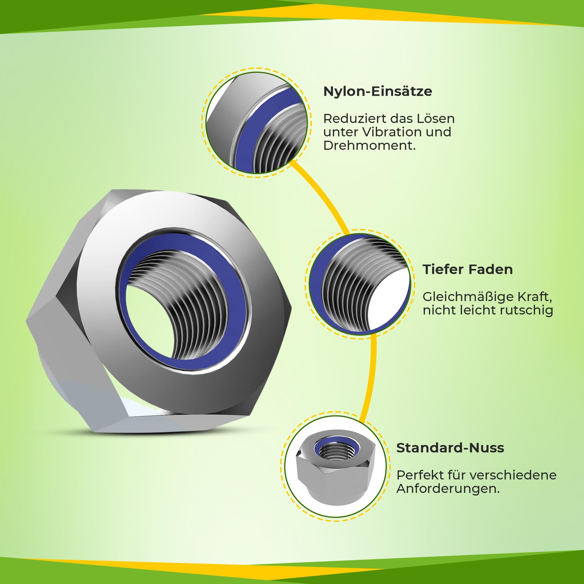 Offgridtec 25 dadi autobloccanti in acciaio inox V2A M2.5, DIN 985, antiruggine, adatti per interni ed esterni, design anti-vibrazione, prestazioni durature, 25 pezzi