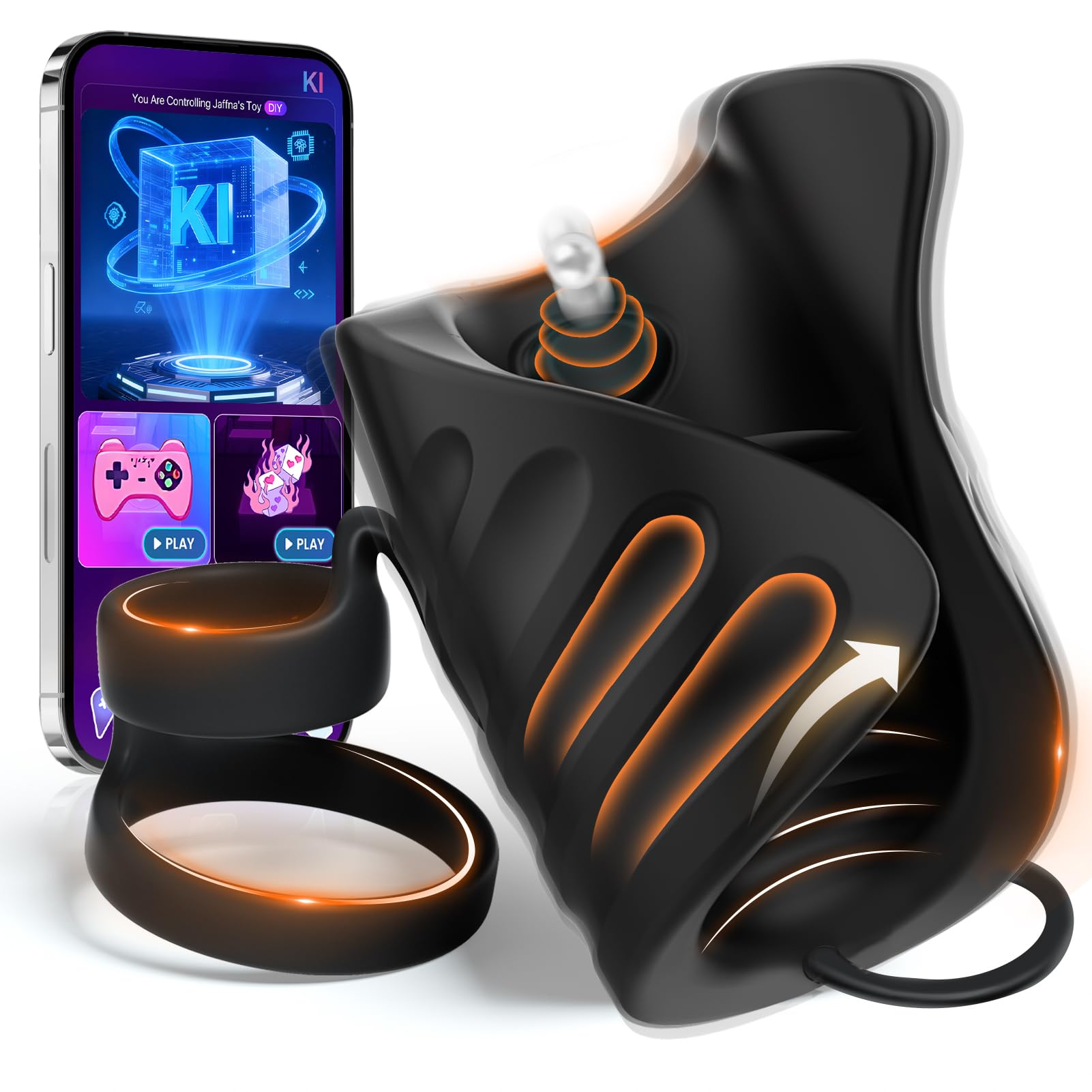 Mastubator Sex Spielzeug für die Paare Penistrainer mit 9 Starke Vibrationen & Klopfenmassage APP & KI Steuerung Doppelte Penisringe Penishülle Sexspielzeug für Paare extrem Sex Toyset für Man Schwarz
