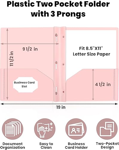 Miniatura 9 de SUNEE Carpetas de plástico de 2 bolsillos con puntas (paquete de 12) carpetas de plástico con bolsillos y puntas, tamaño carta, carpetas de