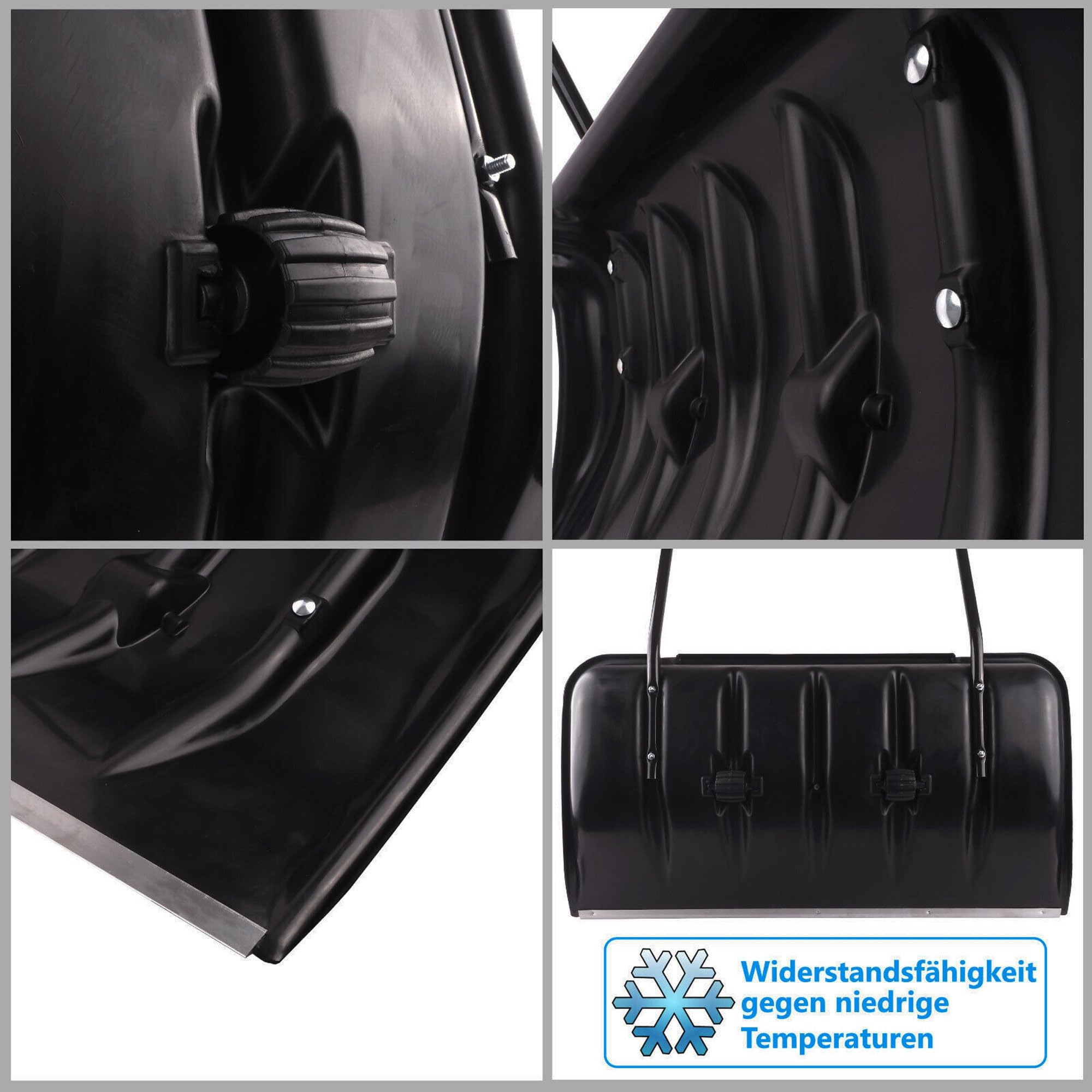 Schneeschaufel 82 cm mit Rädern und ergonomischem Griff Schneewanne mit Alu-Profilkante Metall-Stiel Kunststoff-Blatt Schneeschieber Eckig robuste Kratzschaufel Aluminiumkante