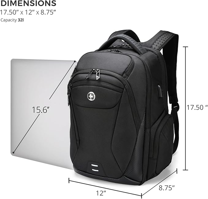 Mochila para portátil de Swissdigital, Negro, 15.6 pulgadas miniatura 5
