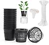 ORIMERC 12 pcs 3 inch Net Cup Quality Planting Mesh PotsBaskets with Self Watering Wick Cord & Plant Labels for Garden Hydroponic Plants Pond Plants Mason Jar Orchid Kratky Growing