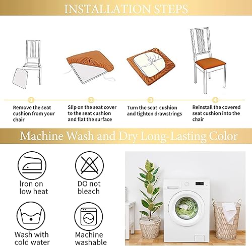 Miniatura 6 de Juego de 6 fundas de terciopelo para asiento de silla de comedor, extraíbles y lavables, fundas elásticas para asiento de silla de comedor, color