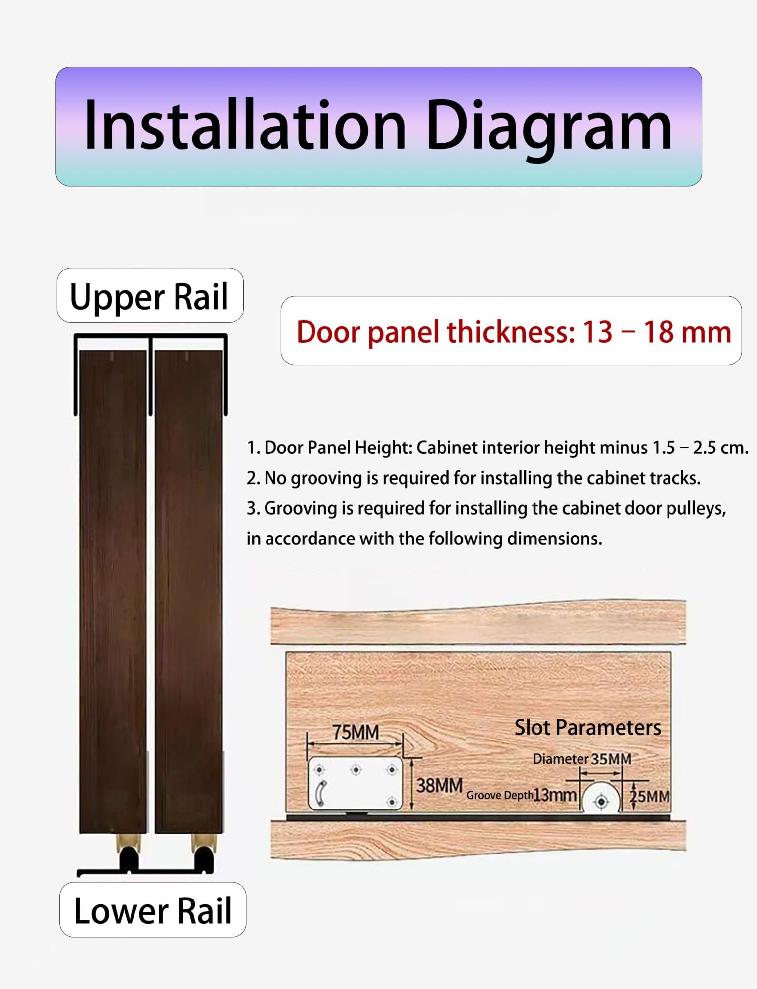 Heavy Du - Juego de rieles de aluminio para puerta corrediza de 1518 mm, 110 cm y suave