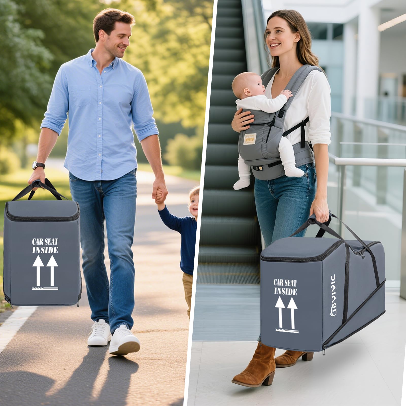 IBVIVIC Borsa da viaggio per seggiolino auto per Aria e Mesa, borsa da viaggio per seggiolino auto per neonati (grigio)