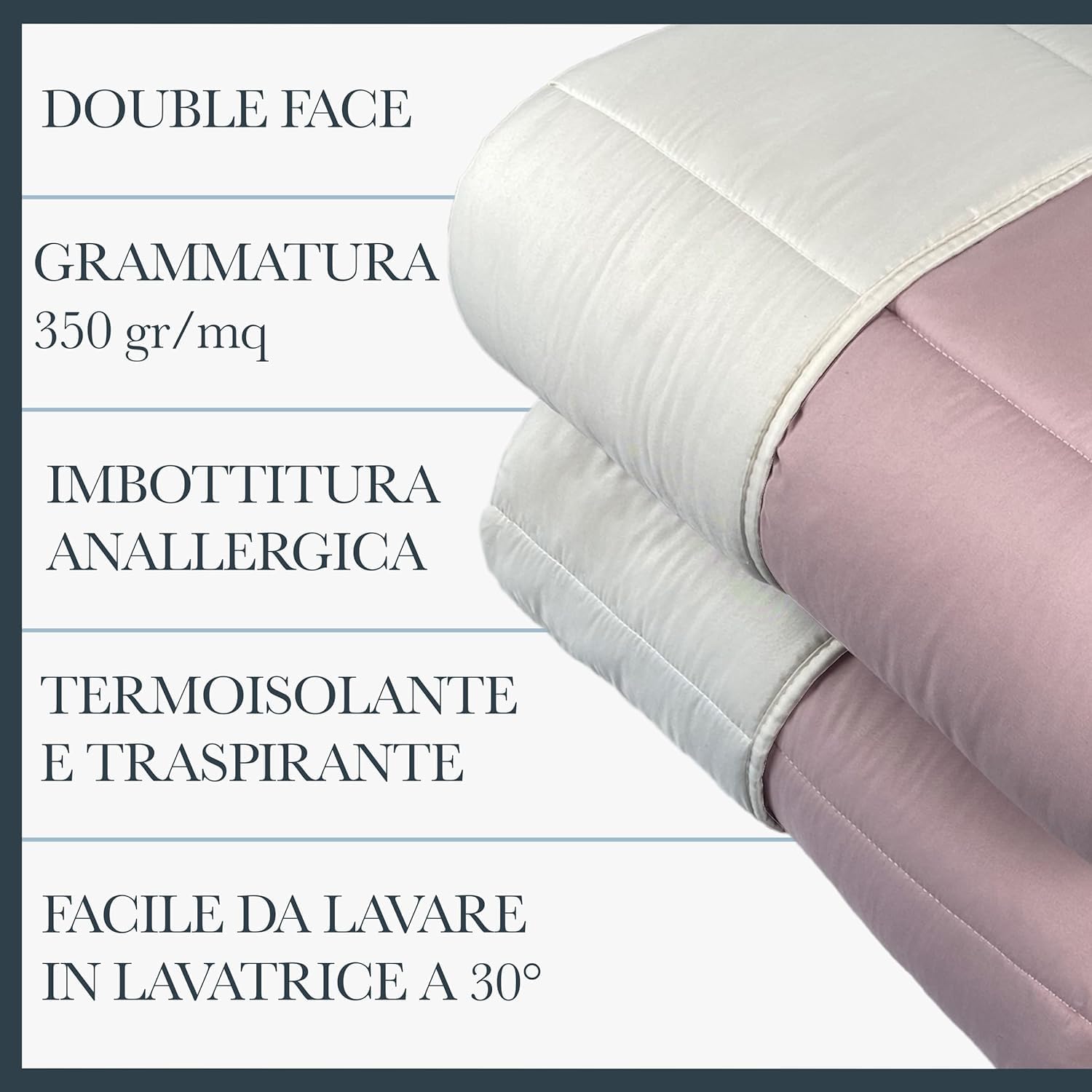 Corredocasa Piumone Una Piazza e Mezza Invernale, Made in Italy - Morbido Double Face, Trapunta Invernale da 350gr/mq Microfibra Manopesca Traspirante e Anallergica (Cipria/Beige, Una Piazza e Mezza)