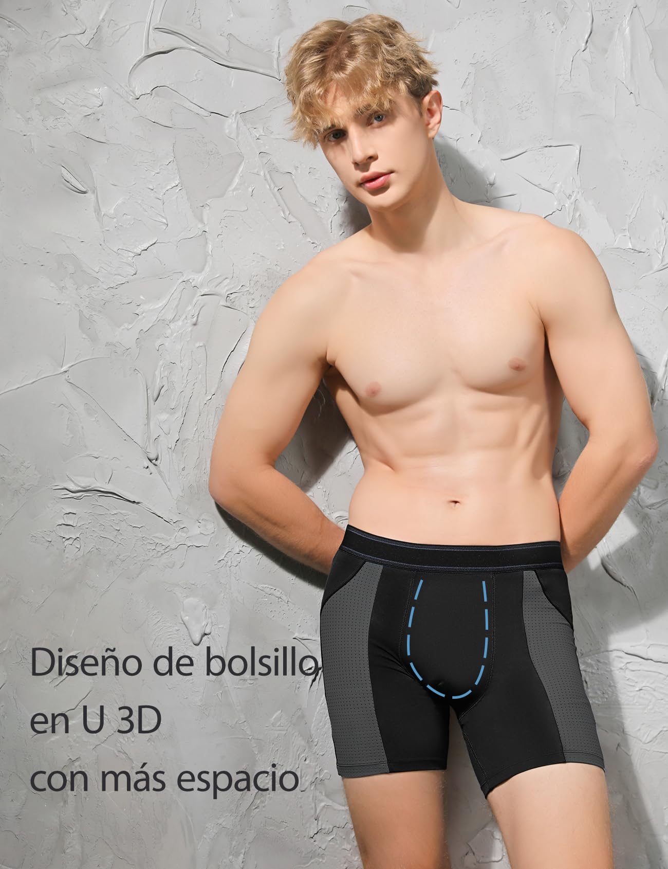 Carer Pack de 4 Boxers de Incontinencia Hombre de Bambú, Absorción 100ml Ropa Interior Incontinencia Lavable Reutilizable Ligera Transpirable a Prueba de Fugas, Negro Azul Talla L