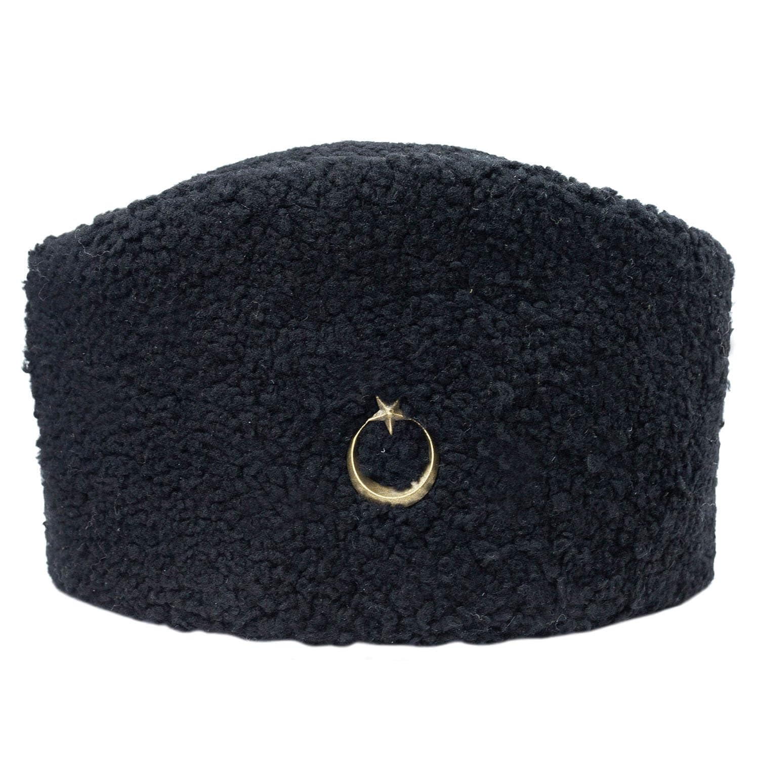 Atatürk Hat - Peau de mouton noire - Chapeau d'hiver - Chapeau en cuir fait main - Kalpak Anatolien - Crescent et étoile turques - Idée cadeau unique, Noir , XS
