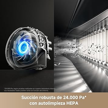 Mova V50 Ultra Complete Robot Aspirador con Función de Fregado, 24.000 Pa, Supera Obstáculos de 6cm, Navegación Elevable+IA RGB, Lavado con Agua Caliente 80° y Autosecado 63°, Sistema DuoSolution5