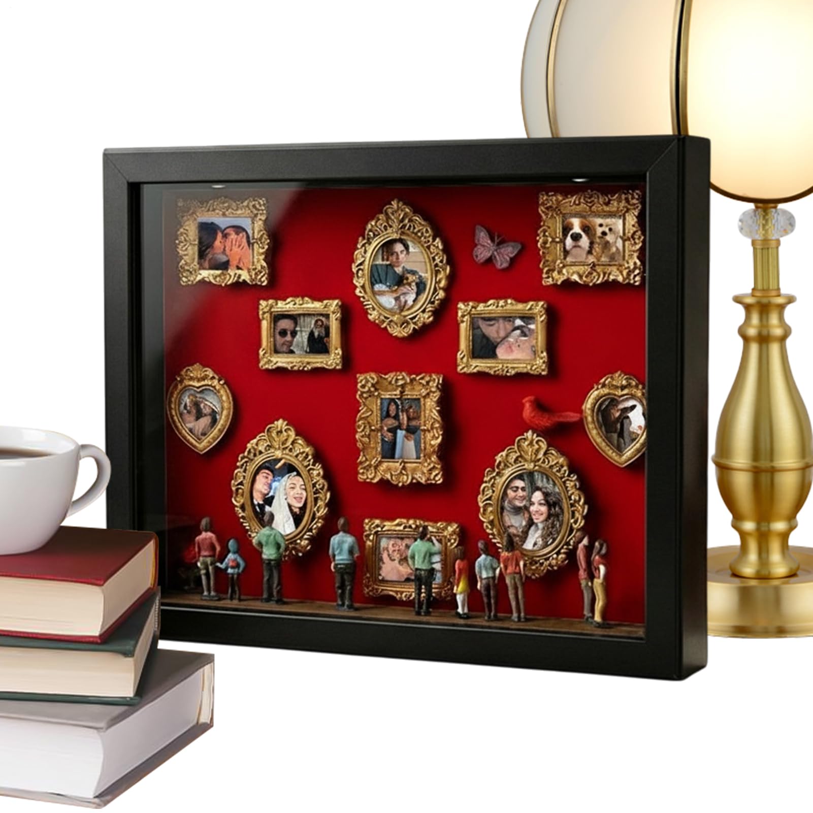 Regalo personalizado de galería en miniatura artesanal y diorama con marco luminoso