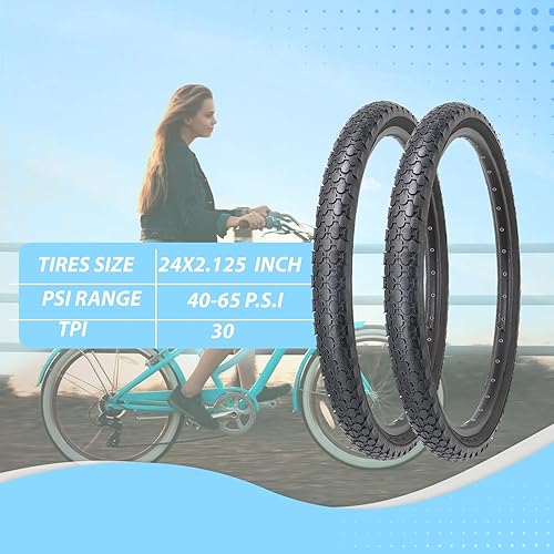 Miniatura 10 de MOHEGIA Beach Cruiser - Kit de repuesto de neumáticos para bicicleta neumáticos plegables de bicicleta de 24 x 2.12526 x 2.125 pulgadas, tubos