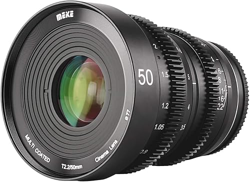 MEKE 50mm T2.2 Large Aperture Manual Focus 4K Mini Prime Cine Lens for M43 MFT Micro Four Thirds Mount Compatible with Panasonic Lumix Olympus Cameras and BMPCC 4K Zcam E2 GH3 GH4 GH5 GH6