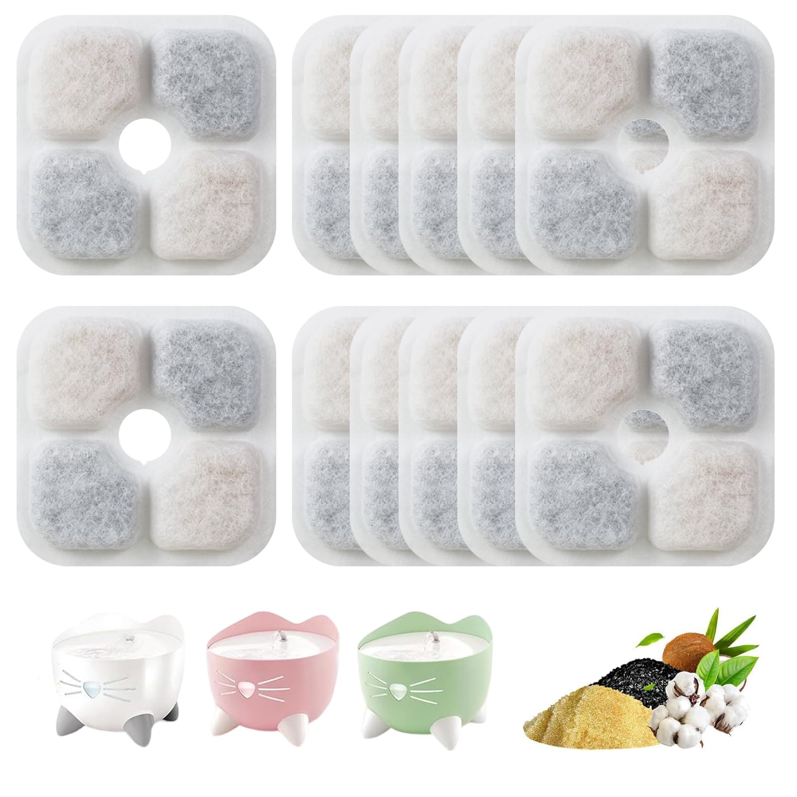 12 pcs Cat Water Fountain Filter, Compatible with Catit PIXI Drinking Fountain, Activated Carbon Filters for Pet Replacement, Triple Filtration System, Filtre Fontaine Chat Pixi