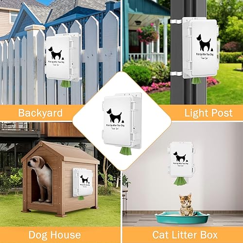 Miniatura 4 de CHZUOBER Dispensador de bolsas para excrementos de perro, estación dispensadora de bolsas de basura para perros al aire libre, resistente al agua,