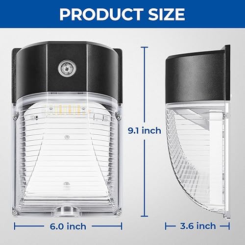 Miniatura 9 de CINOTON Luminaria LED de Pared de 26W con Sensor de Anochecer a Amanecer, 3CCT 3000K4000K5000K, 26W18W13W Conmutable, 100-277Vac IP65 Impermeable