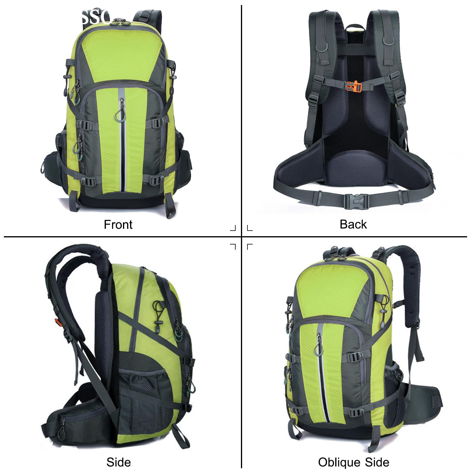Zaino da Trekking Impermeabile 45L Zaino Zaini Durevole Backpack per Donna Uomo Campeggio Arrampicata Viaggio Sport Verde