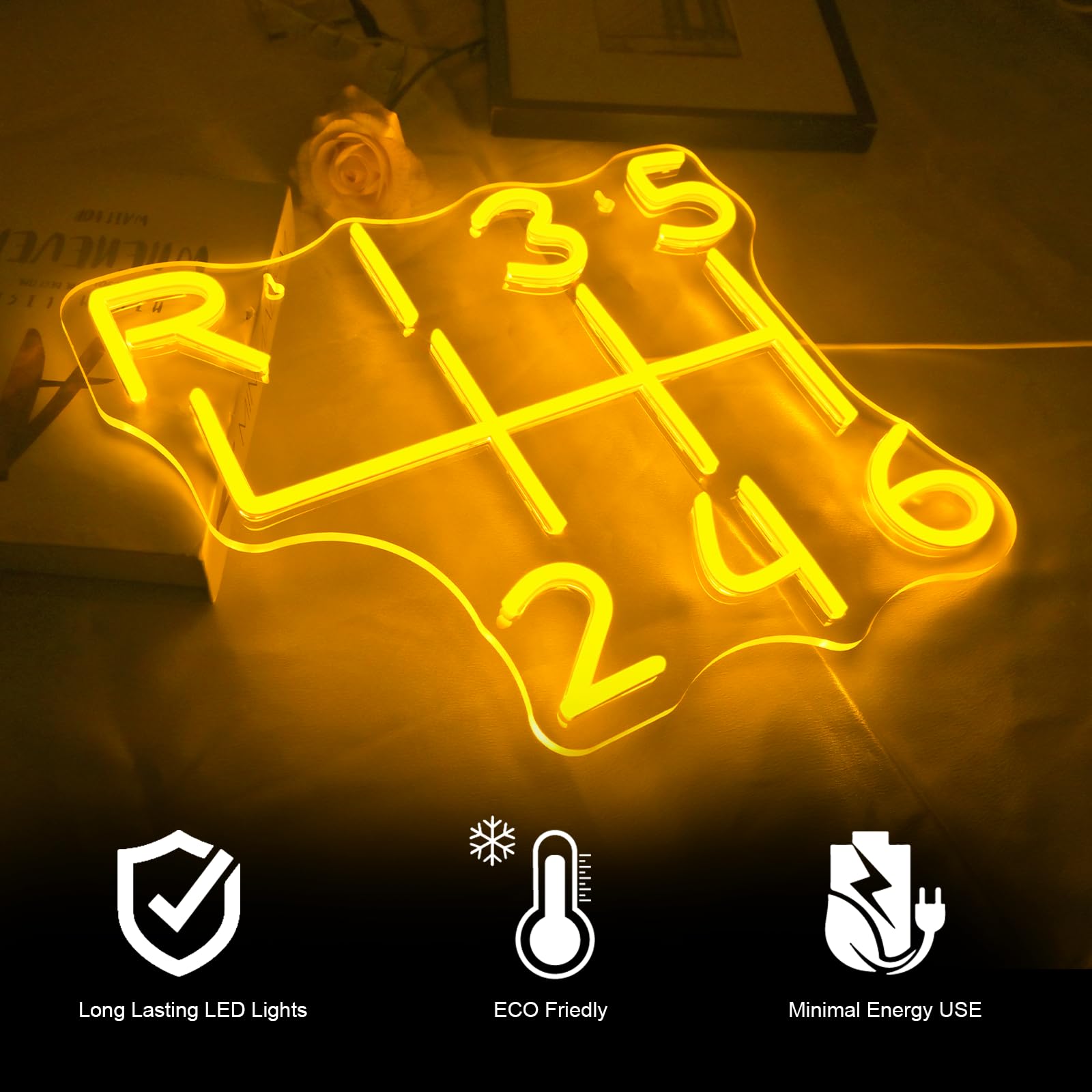 ineonlife Ręczna skrzynia biegów Neon LED,Neon światła do dekoracji ścian, znak LED do dekoracji pokoju, prezent dla miłośników samochodów
