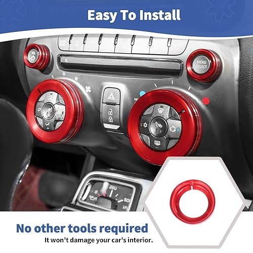 Miniatura 5 de RT-TCZ Para Camaro AC Control Radio Knob Cover Trim Anillos Rojo para Chevy Camaro 2010-2015 Rojo Interior Accesorios 4 unids