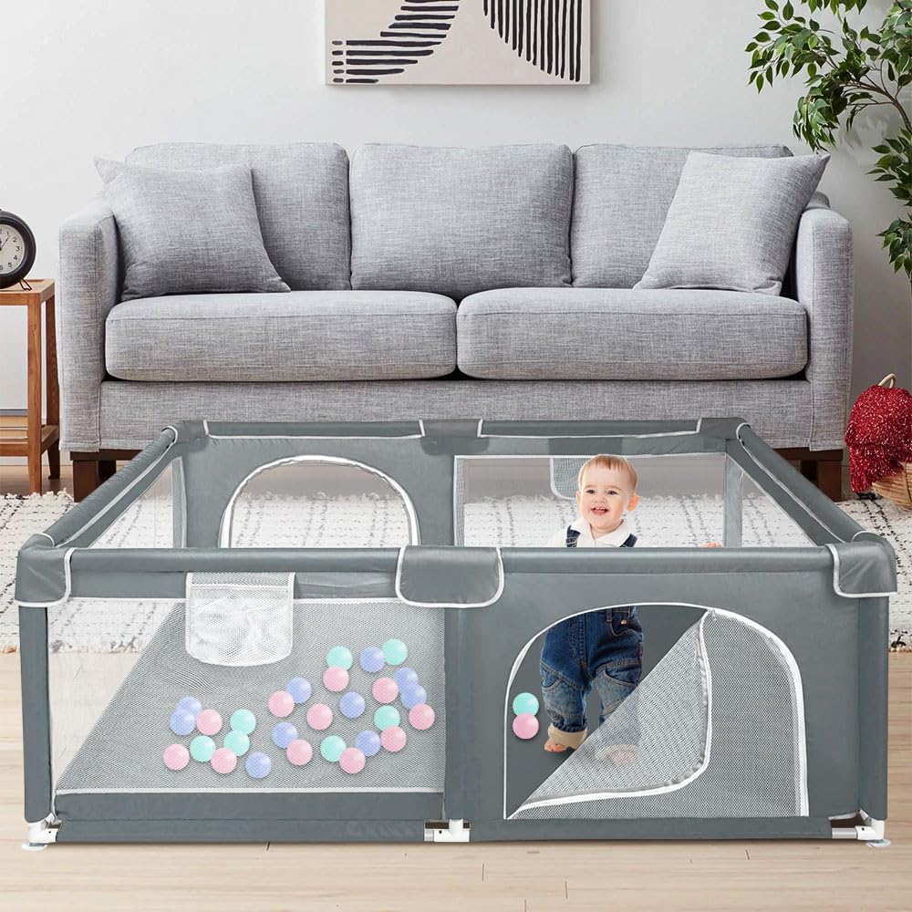 Parque infantil modulable, 120 x 160 x 66 cm, tejido Oxford/con bolsa de almacenamiento/seguro y cómodo, actividades para padres e hijos (gris oscuro/negro) (gris oscuro)
