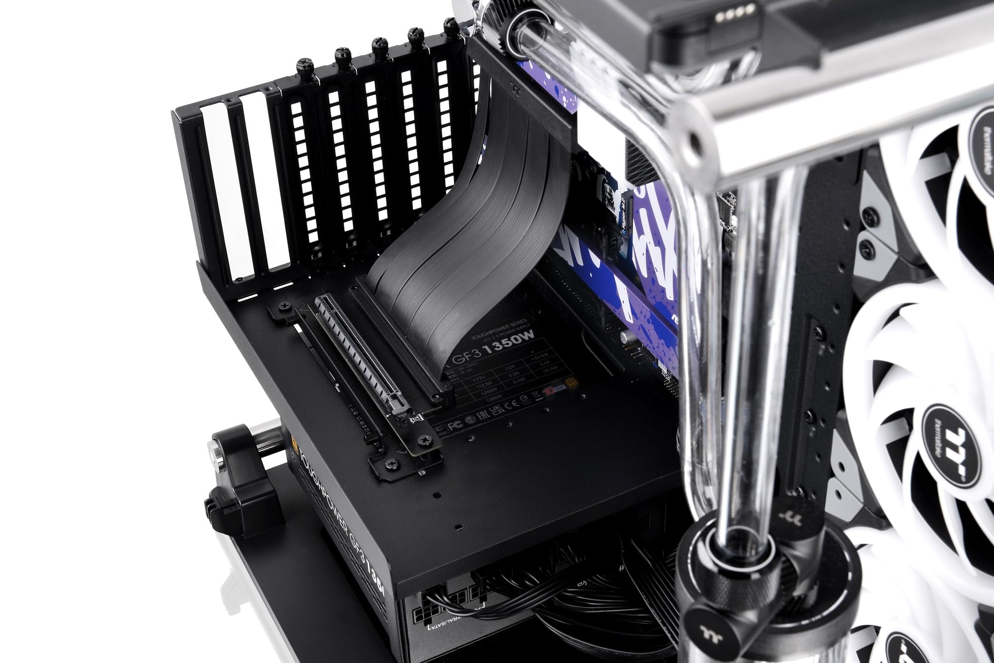Thermaltake PCI-E 4.0 Dual 90 Degree Riser Cable | 130mm | Black