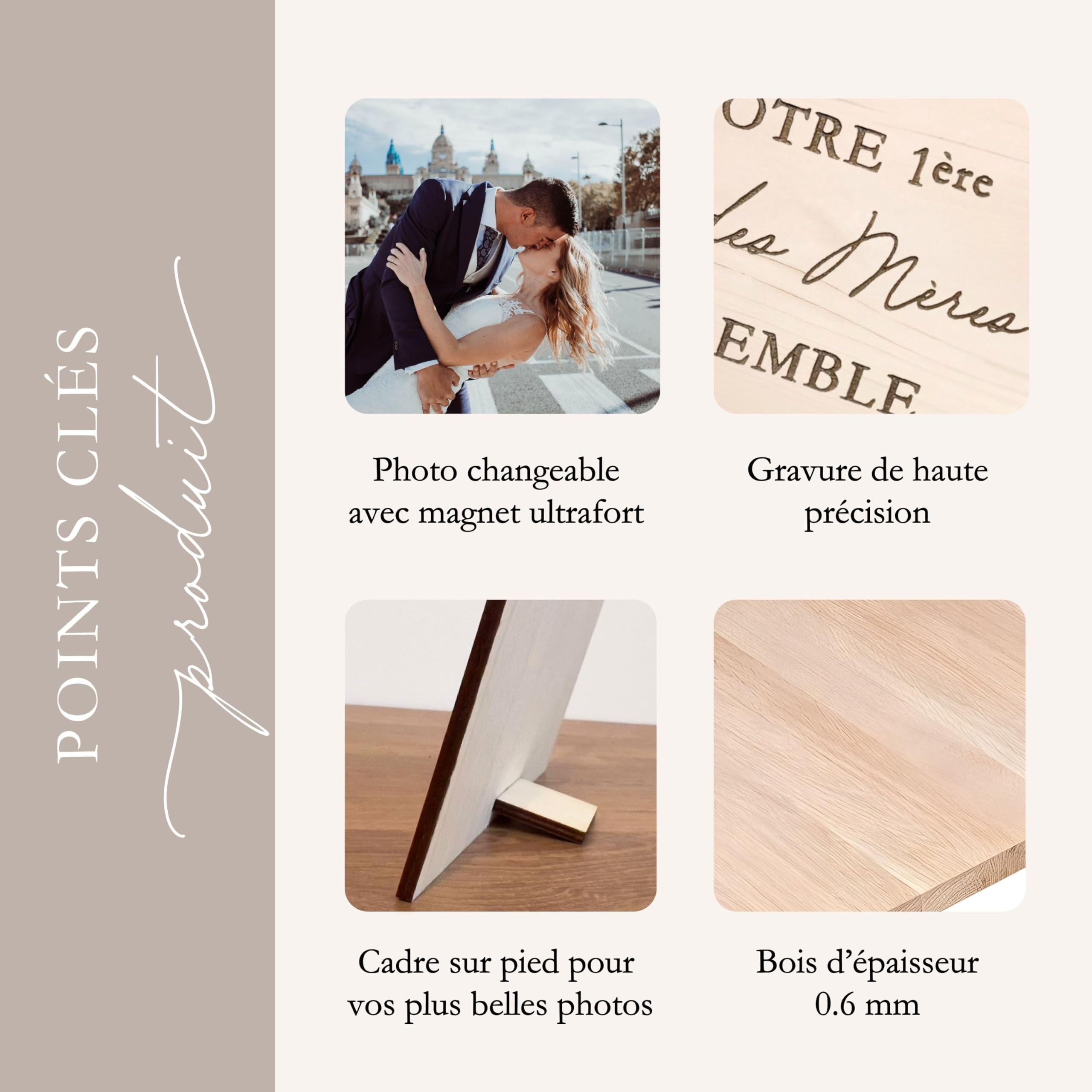 cadre photo personnalisé pour une 1ère fête des pères, idée cadeau fête des pères personnalisé, bonne fête papa, bois gravé, souvenir papa