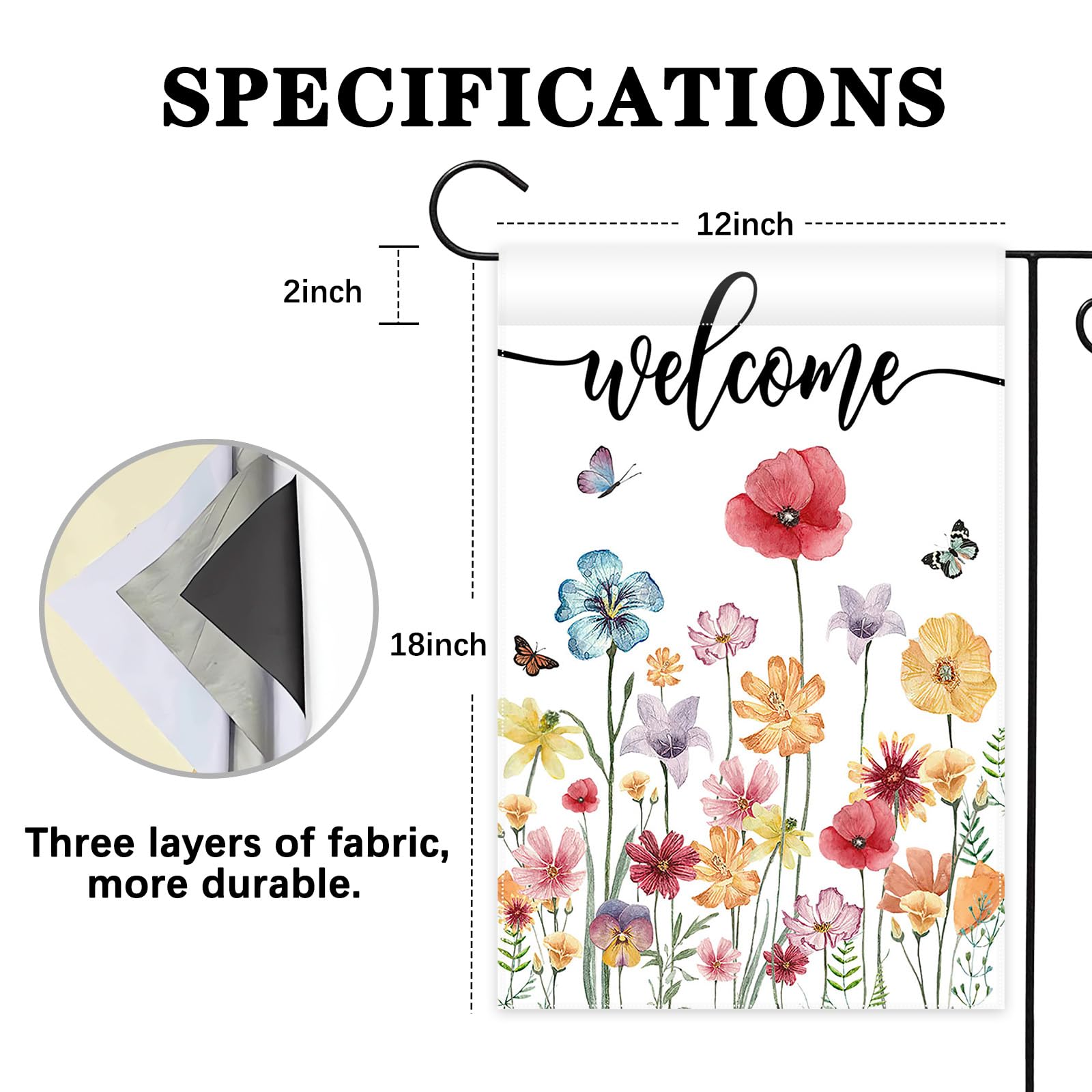 Avezano Gartenflagge Mit Bunten Blumen – 30,5x45,7 Cm, Doppelseitig, Aus Polyester Für Frühling & Sommer