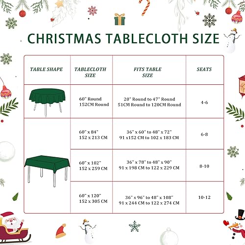 Miniatura 7 de CAROMIO Mantel de Navidad para mesas rectangulares de 60 x 102 pulgadas, manteles oblongos de Navidad para cocina, comedor, banquete, decoración de