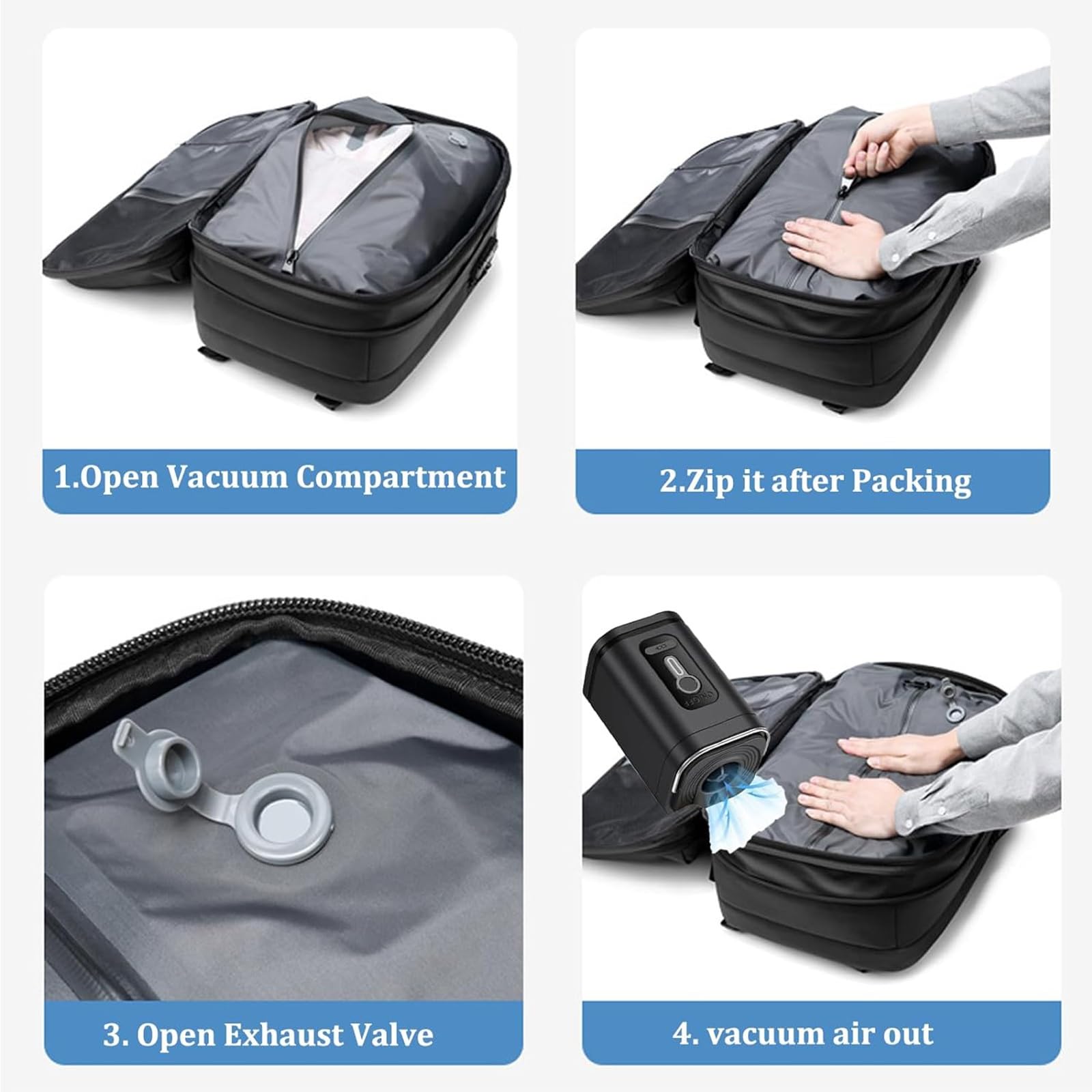 Amazon.com: Vacpack Backpack, vacuum backpack, 60L Vacuum Compress Pack  Expandable Backpack, Waterproof And Anti-Theft Travel(Gray,Without vacuum  pump) : Home & Kitchen