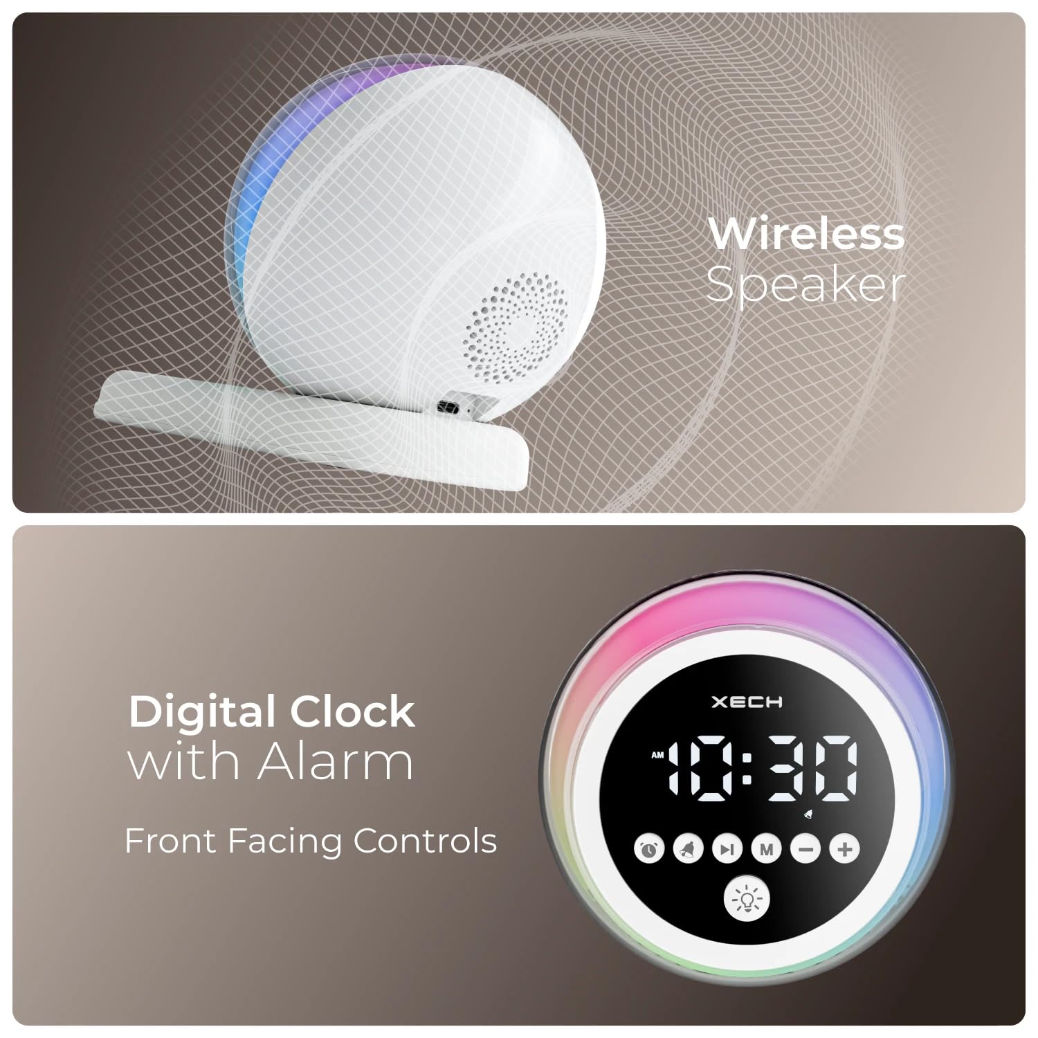 USB Charging Port on Xech Hue Alarm Clock