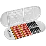 Linkidea Battery Storage Case with Electric Quantity Detection, Portable Battery Organizer Holder Box for 12 AA, 12 AAA, Button Batteries (Grey, No Batteries Included)