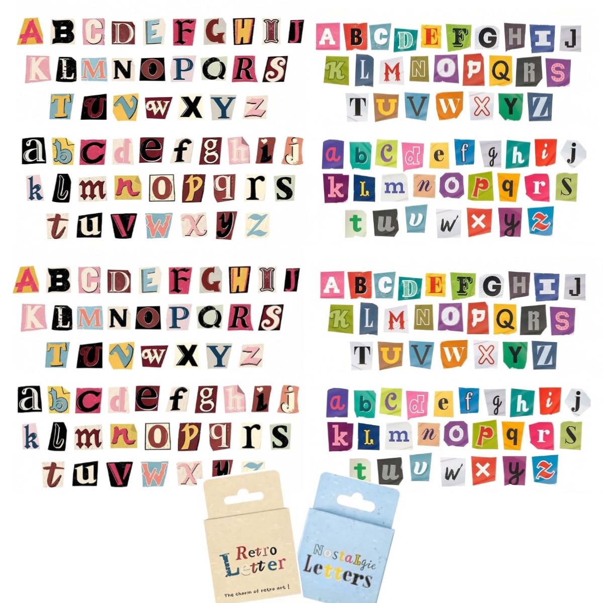 208 Pcs Vintage Letter Stickers, 4 Pack Alphabet Stickers for Scrapbooking, Waterproof Vinyl Sticky Letters for Journal, Water Bottle, Laptop, DIY Crafts - for Scrapbook Supplies & Decoration RARITYLL