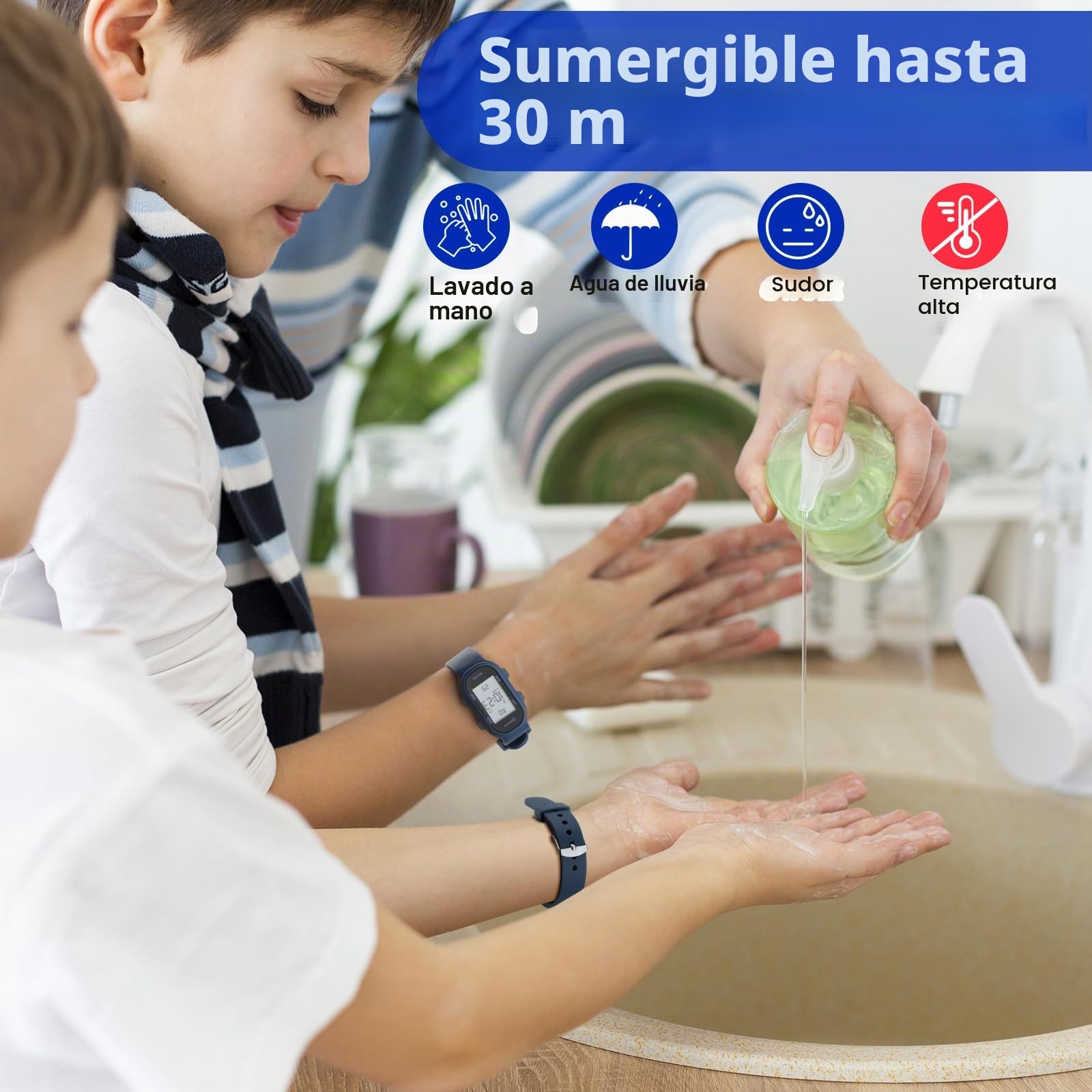 DTKID Reloj Digital para Niños y Niñas, Resistente al Agua hasta 30 M, Apto para Deportes y Actividades al Aire Libre, con Luz, Alarma y Función de Cronómetro