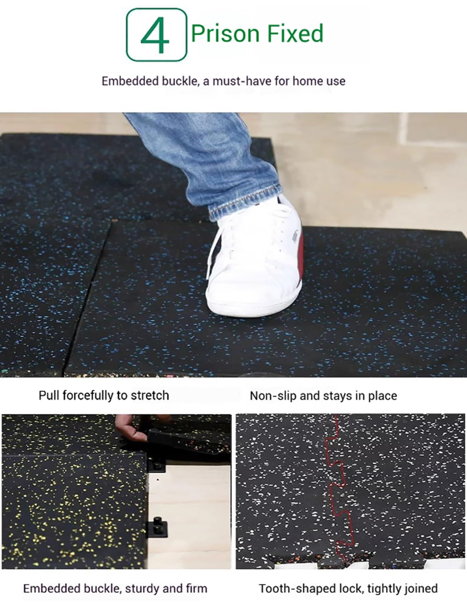Piastrelle in gomma for il fitness da 20 mm (piastrelle da 20 x 20 pollici) Tappetini in gomma ad incastro for palestra domestica, tappetini for esercizi, tappetini for attrezzature e pavimenti for sa