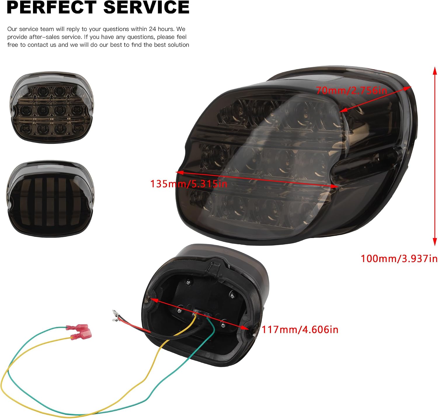 Smoked Black LED Rear Tail Light,Motorcycle Strobing Brake Driving Taillights For Dyna Road King Electra Glide Street Bob Touring Parts(Type A Five Line)