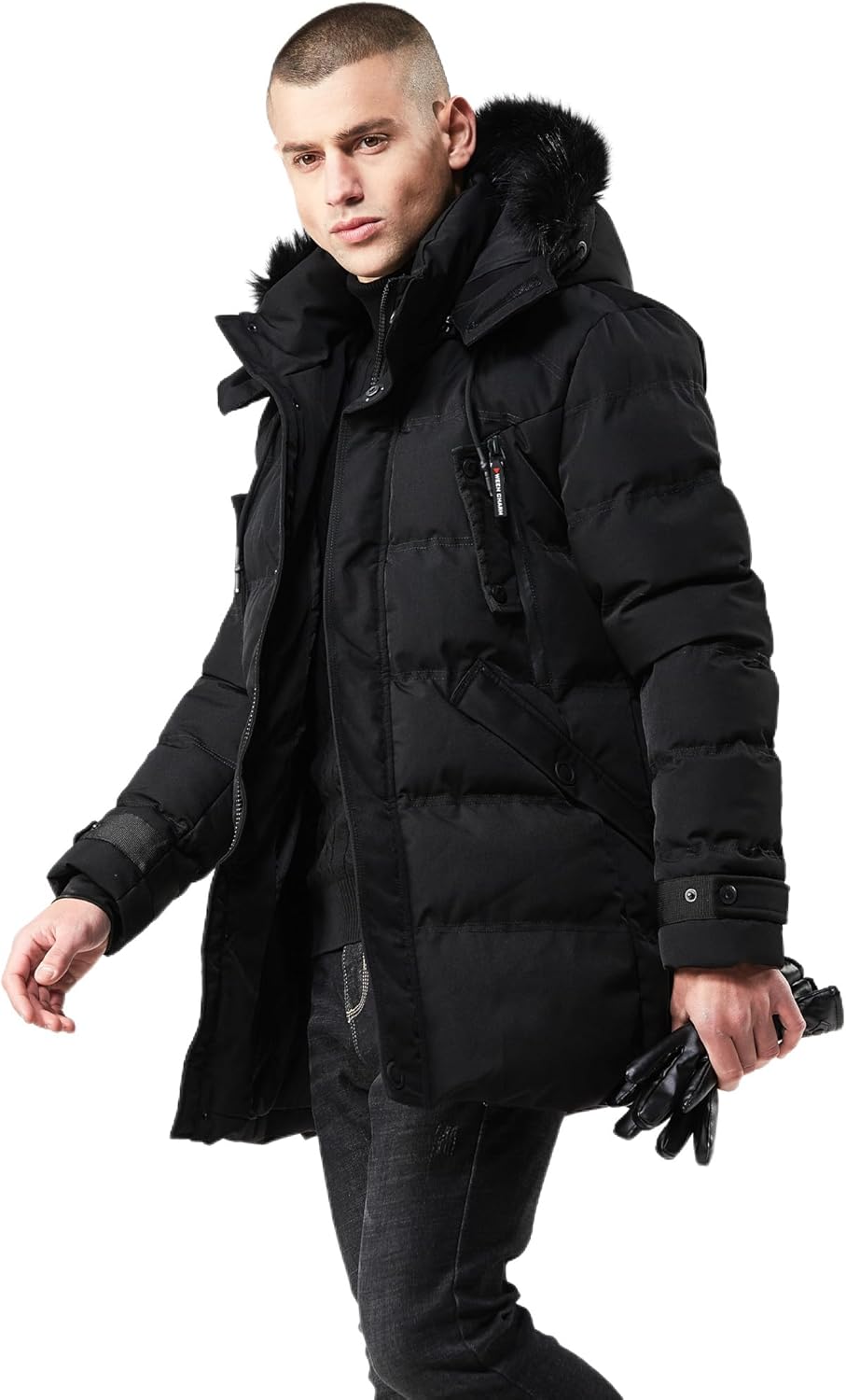 WEEN CHARM Men's Warm Parka Ski Jacket Water Resistant Puffer Jacket Long Winter Coat with Removable Faux Fur Hood - Image 8