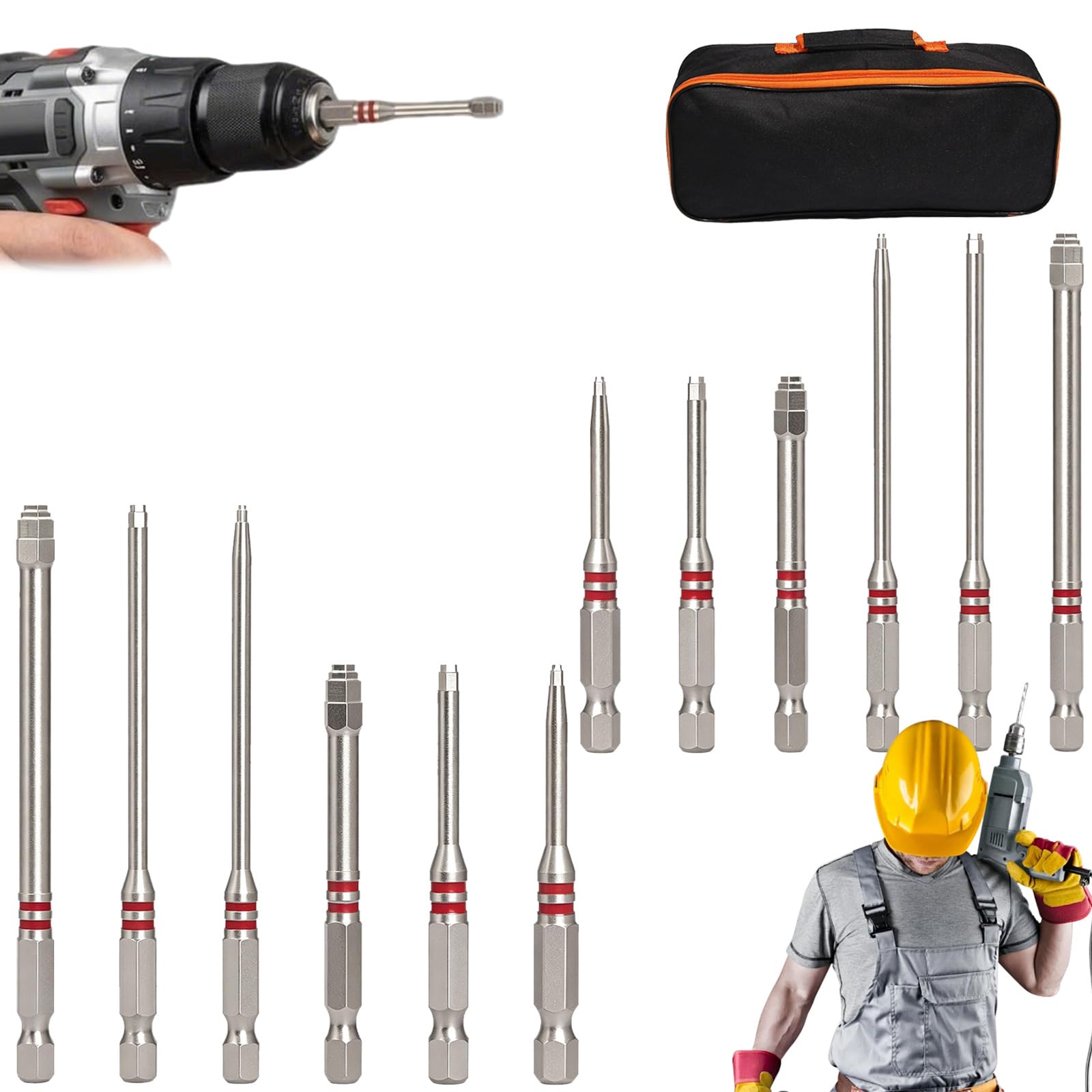 Embouts de tournevis pour stopper la chute des vis hexagonales de 1,5 à 6 mm avec force magnétique
