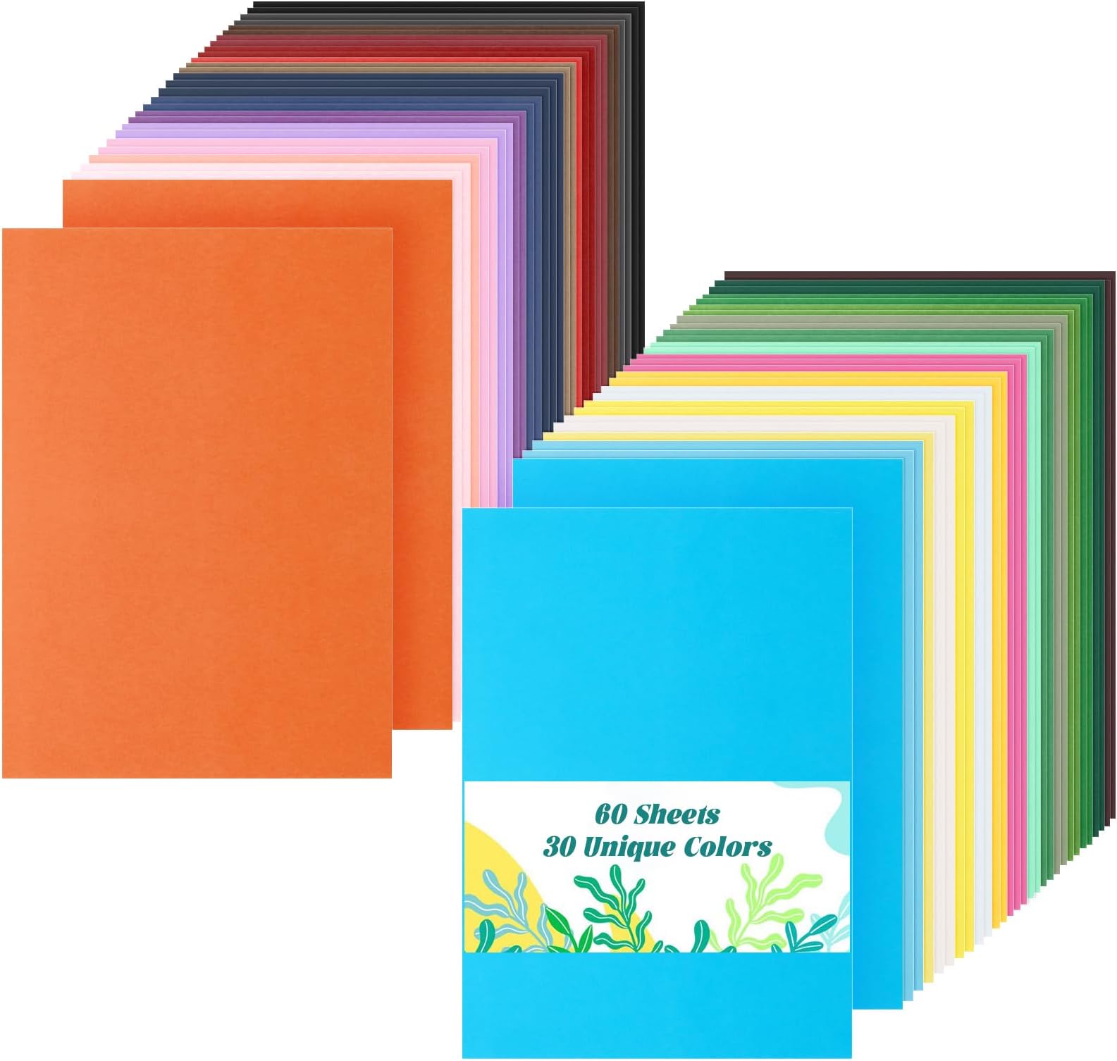 Fswcck 60 Pack Card Stock Assorted Colors 8.5 X 11,Cardstock Colored, Thick Construction Colorful Paper A4 Size for Diy Art, Scrapbook, Crafting,Office, Home and Creative Projects