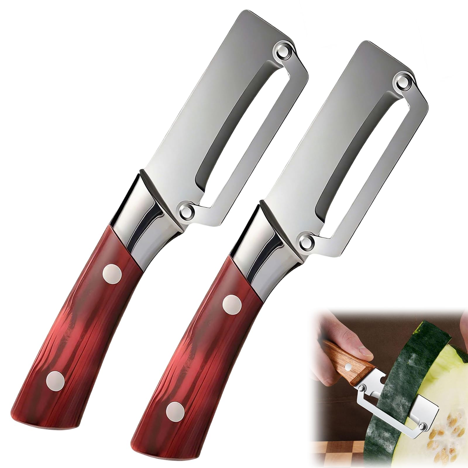 Stainless Steel Vegetable Peeler with Wooden Handle - Ergonomic Potato Peeler & Fruit Slicer, Sharp Blade for Carrot, Apple, Kiwi, Orange, Easy Grip Kitchen Tool (1 Pack) — view 8