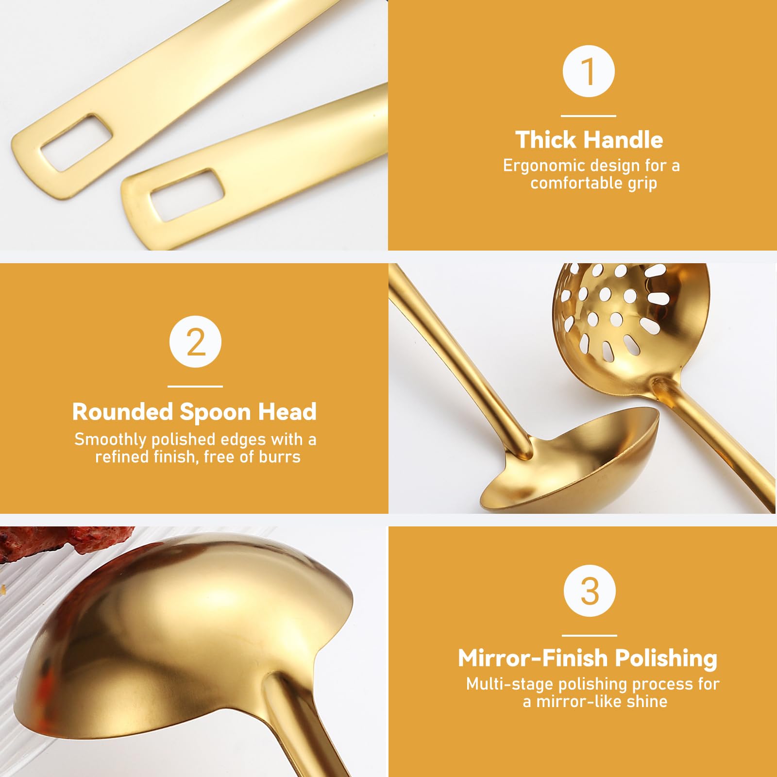 UCFBWO Gouden keukengerei, 11-delig, titanium gouden coating, roestvrij