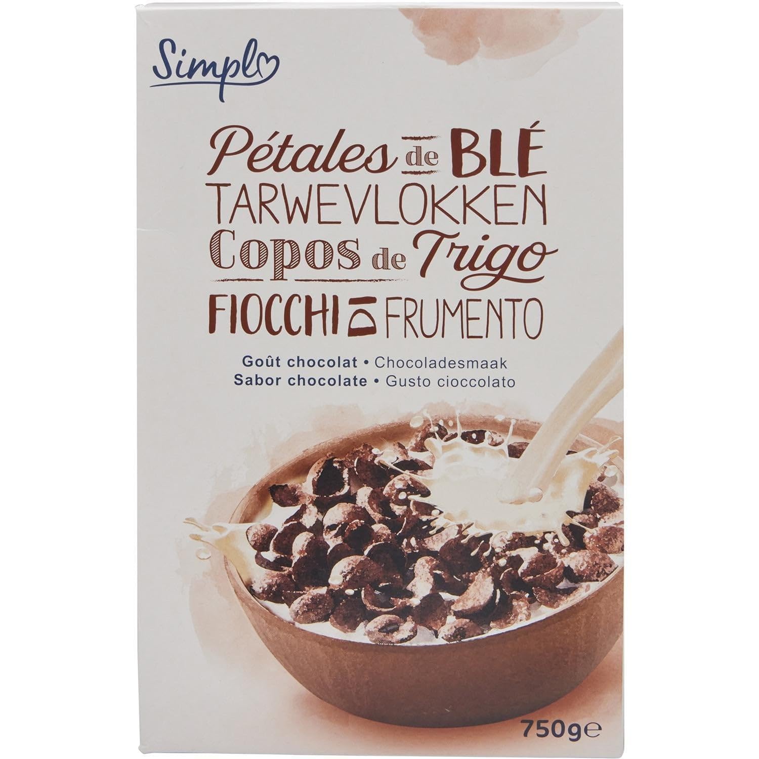 Un petit déjeuner gourmand pour bien démarrer la journée — SIMPL Pétales de Blé Chocolat, format familial 750g - Lot de 4