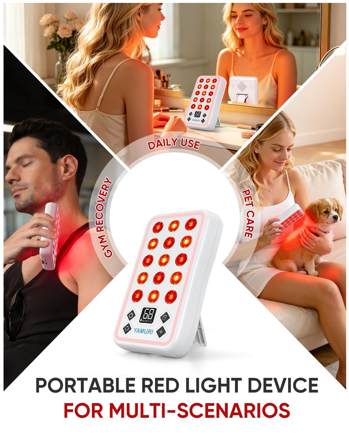 Dispositivo portátil de luz roja, mini panel de luz roja de mano de 660 nm, 850 nm y 1060 nm