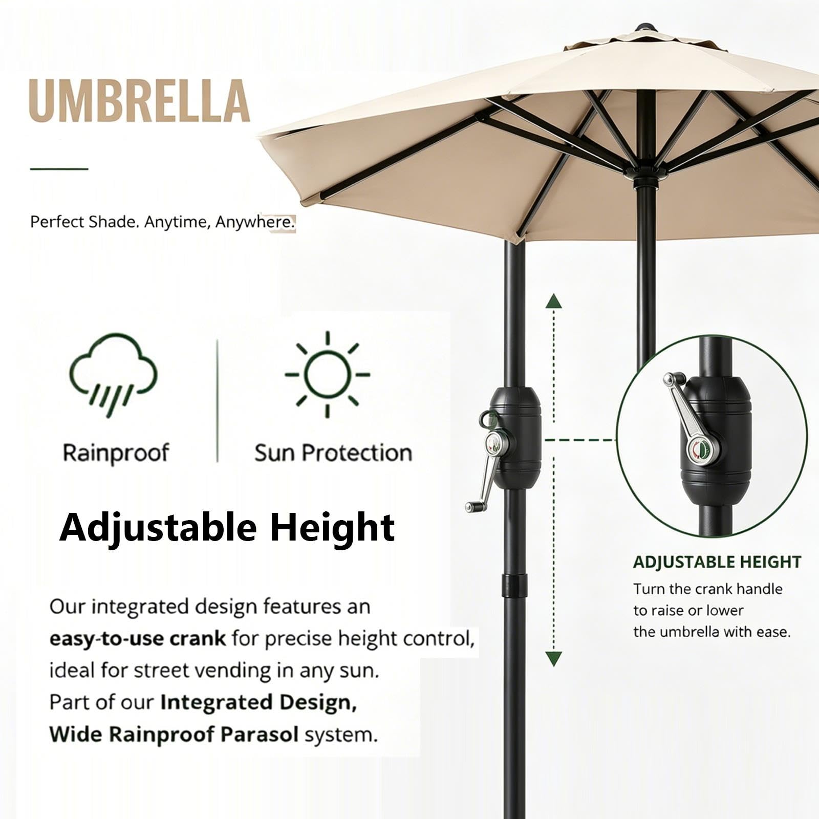 Carrello alimentare commerciale con ombrello, perfetto per caffè, gelati, street food ed eventi pop-up, portatile giallo